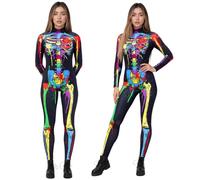 Zyncove Womens Skeleton Jumpsuit Halloween Costumes Print Skinny Stretch Catsuit Cosplay Body Suit Sexy Bodycon Bodysuit Carnival Theme Partie 165-175cm (Colour, L)