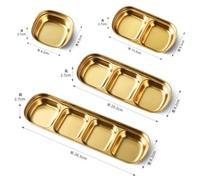 ZYNCUE 201 Stainless Steel Condiment Plate for BBQ Grilling and Dipping, with Single to Four Compartments, Stainless Steel or Gold Colour for Home Dining and Cooking