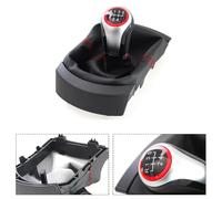 ZYNCUE 5-Speed Manual Shift Knob and Bracket Base Assembly for Seat 2002-2010, Black Leather with for Red Stitching
