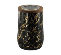 ZYNCUE Airtight Stainless Steel Coffee Canister with Glass Viewing Lid and Wooden Accent, Storage Jar with Spoon for Coffee Beans, Tea, Sugar, Rice or Snacks, 9x9x15cm