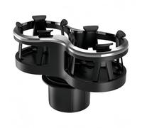 ZYNCUE Black for Dual Car Cup Holder with Adjustable Base Dashboard - ABS Material, Elastic Grip Design, Insulated Cups, Bottles, Cans - 18.2 x 12.2 x 8.6cm