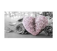 ZYNCUE BLUSH for PINK LOVE HEART GREY ROSE CANVAS PICTURE 40x80CM READY TO HANG,1PCS