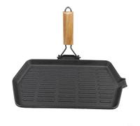 ZYNCUE Cast Iron Frying Pan with Non- Surface, 21 x 35 cm, Foldable Handle, Grill-Ridged for Healthy Cooking,