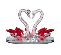 ZYNCUE Crystal Double Swan Model Ornaments, Crystal Swan Wedding for Couple Clear Figurine Ornaments for Living Room, Bedroom, 15 * 10 * 8cm(red)