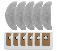 ZYNCUE For Vexilar For Cleanova W11 Self-Emptying Robot Vacuum Cleaner 5 Mop Pads 6 Dust Bags Home Appliance Accessories Bushes Vacuum Cleaner Filter Washable Microfiber Floor Mop Pads