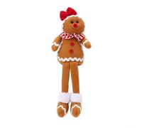 ZYNCUE Plush biscuits man doll featuring chef hat and bow, suitable for adding festive charm to holiday decorations, crafted from soft polyester fabric (B)