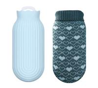 ZYNCUE Silicone Hot Water Bottle 550ml, Microwave & Fridge Safe with Knitted Cover, Leak-Proof Screw Cap, Pink/Blue/Green