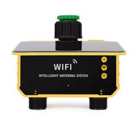 ZYNCUE Smart WiFi Solar Powered Irrigation Timer System Solar Panel USB Charging Rain Sensor App Control Auto Water Timer for Garden Lawn Greenhouse(2 Outlets)