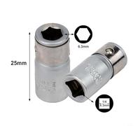 ZYNCUE Socket Bit Holder Adapter: 1/4" Sq Drive to 1/4" Hex Shank Converter (2-Pack), High-Torque Chrome Vanadium Steel