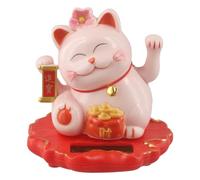 ZYNCUE Solar Powered Waving Lucky for Cat Ornament Car, Office, Home - Light Sensing Automatic Motion with Feng Shui Wealth Symbol - White