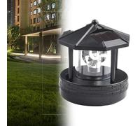 ZYNCUE Solar Rotating Lighthouse Garden Light, for 360 Adjustable Outdoor Lawn & for Street Light ABS Weatherproof Use, 11x10x11cm, White LED, 6 for C8 for Hr Runtime, Black/for Red
