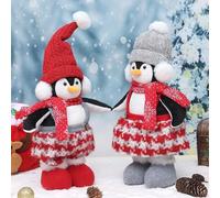ZYNCUE Stretchable Christmas Penguin Plush Toy Red Gray Hat Decor Style Holiday Present Christmas Favour Boxes Table Gifts Boxes Gold Baubles