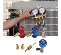 ZYNCUE Tech for R1234yf Quick Couplers Set with Valve Core Remover, 6-Ball Locks, Self-Sealing for Can Taps HVAC Charging Hoses, Brass Construction