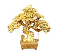 ZYNCUE Traditional Chinese Style Money Tree Feng Shui Money Tree Resin Figurine Home Entrance Decoration Prosperity Symbol Gold 18x10x20cm