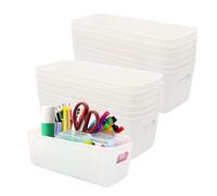 ZYNERY 12 Pack Small Storage Baskets, Plastic Narrow Storage Box, Rectangle Bathroom Storage Baskets with Handle, for Bathroom Cabinet, Drawers, Office, 26×10×9cm