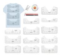 ZYNERY 12 Pack T-Shirt Ruler Guide for Vinyl Alignment and Heat Press, Transparent Alignment Tool for Fabric Cutting and Design