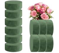 ZYNERY 12Pcs Round Floral Foam Blocks Green, 8x4cm Oasis Floral Foam, Artificial DIY Round Florist Foam for Flower Display, Wedding, and Party Decoration, Arrangement