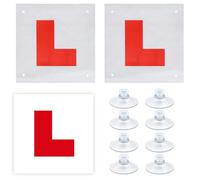 ZYNERY 2 Pack Magnetic L Plates for Car UK, Learner Plates with 8 Suction Cups, Reflect Light When Driving at Night, Easy Install, Waterproof, Repeatable