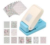 ZYNERY Rectangular Postage Stamp Punch 1X0.8 inch with Craft Paper Set, Lever Action Paper Punch for Scrapbooking DIY Card Making