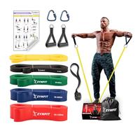 ZYNFIT 100% Natural Latex Resistance Bands Set with Door Anchor, 5-Level Pull Up Bands for Working Out, Workout Bands for Home Gym - Get Free A.I. Workout Plan (5, Multicolor with Handles)