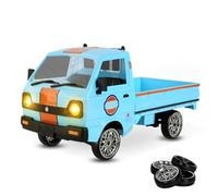 Zynflow 1/10 RC Drift Car for Adults, D14 Remote Control Car Drifting Sky-Blue Simulation Mini RC Van with Front and Rear Lights, Standard Version with Drift Tires