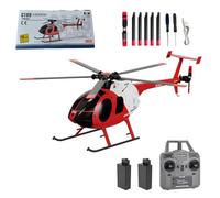 Zynflow 1/28 RC Helicopter for Adults, MD500 C189 Little Bird Remote Control Helicopter with Dual Brushless Motors, 6-Axis Gyro & Altitude Hold, Stunt Mode - Red & White/2 Battery