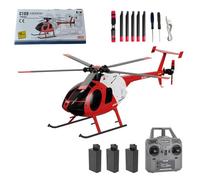 Zynflow 1/28 RC Helicopter for Adults, MD500 C189 Little Bird Remote Control Helicopter with Dual Brushless Motors, 6-Axis Gyro & Altitude Hold, Stunt Mode - Red & White/3 Battery