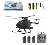 Zynflow 1/28 RC Helicopter for Adults, MD500 C189 Little Bird Remote Control Helicopter with Dual Brushless Motors, 6-Axis Gyro & Altitude Hold, Stunt Mode - Black/3 Battery