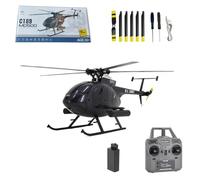 Zynflow 1/28 RC Helicopter for Adults, MD500 C189 Little Bird Remote Control Helicopter with Dual Brushless Motors, 6-Axis Gyro & Altitude Hold, Stunt Mode - Black/1 Battery
