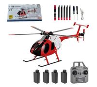 Zynflow 1/28 RC Helicopter for Adults, MD500 C189 Little Bird Remote Control Helicopter with Dual Brushless Motors, 6-Axis Gyro & Altitude Hold, Stunt Mode - Red & White/4 Battery