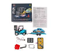 Zynflow RC Car for Adults, 1/64 Scale HG4-244 Remote Control Car with Sound & Light, 3-Speed Adjustment, Forklift/Crane Switch & Trailer & Roadblocks - Blue