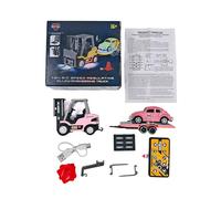 Zynflow RC Car for Adults, 1/64 Scale HG4-244 Remote Control Car with Sound & Light, 3-Speed Adjustment, Forklift/Crane Switch & Trailer & Roadblocks - Pink