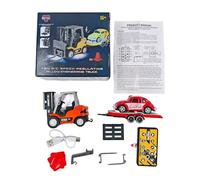 Zynflow RC Car for Adults, 1/64 Scale HG4-244 Remote Control Car with Sound & Light, 3-Speed Adjustment, Forklift/Crane Switch & Trailer & Roadblocks - Orange