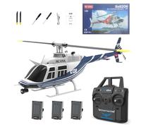 Zynflow RC Helicopter for Adults, RC ERA C138 1/30 Scale Bell 206 Remote Control Helicopter with Altitude Hold, Optical Flow & 6-Axis Gyro, One Key Takeoff/Landing - Blue/3 Battery