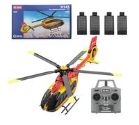 Zynflow RC Helicopters for Adults, C190 1/30 Scale H145 Remote Control Helicopter for Adults 2.4G 6CH Single-Rotor Gyroscope, with Altitude Hold & Optical Flow - Red & Yellow/4PCS Battery