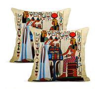 Zynii Set Of Two Throw Cushion Covers Decorative Papyrus Egyptian Ancient History 16 x 16 Inch Pillow Case Home Car Sofa Office Meeting Room Decor Cushion Pillowcase