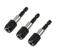 Zynqo 1/4 Inch Hex Shank Magnetic Drill Bit Holder 3PCS, 60mm Quick Release Steel Bar Extension Chuck Adapter for DIY Enthusiasts Workers Compatible with Power Drills Electric Screwdrivers, Black