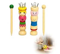 Zynqo 2 Pack French Knitting Dolly Set, Wooden Knitting Starter Kit Beginners Starter Kit for Adults Spool Knitting Doll Toy Needles for Beginners Starter with 10 Needle Threaders for Making (2set+2)