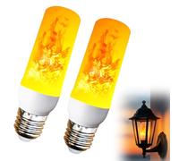 Zynqo 2 Pcs LED Flame Effect Bulbs, 3W E27 LED Realistic Fake Flame Lamp, Muzzle Flame Effect Led Light for Indoor Outdoor Halloween Party Dancing Garden Decorative Lighting