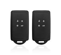 Zynqo Car Key Fob Cover Case Compatible with Renault, 2PCS Soft Silicone 4 Button Smart Remote Protective Key Case Anti-Slip Shell Keyless for Clio/Megane/Kadjar/Captur/Dacia Duster Cars, Black