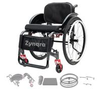 Zynqra Sports Wheelchair for Adult,Drive Lightweight Sports Wheelchair with Handbrakes and Quick Release Rear Wheels,Self-propelled Manual Chair with Anti-Tipper(45cm/17.7inseat width)