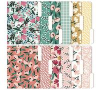 Zynshe Decorative File Folders, Set of 12-3 Tab Cute File Folders Letter Size Decorative Colored File Folders Boho Manilla Folders 8.5 x 11 - Pretty File Folders Home Office Supplies (Blossom)