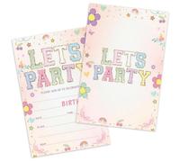 ZYNTAVA 25Pcs Party Invitations Kids, Colourful Flower Birthday Invitations for Girls Boys, Double-Sided Cute Party Invites for Kids Childrens, 10x15cm
