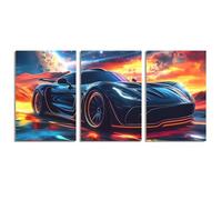 ZYNTAVA 3Pcs Car Posters, Super Car Poster, Cool Starry Sky and Milky Way Supercar Posters for Bedroom, Dorm, Man Cave, Living Room, Gifts for Men Boys, Unframed, 12x16 inch (Multicolor)