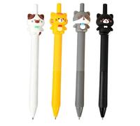 ZYNTAVA 4Pcs Cute Retractable Pens, Cartoon Cat Pens, 0.5mm Smooth Writing Pens with Silicone Grip, Aesthetic Black Gel Pens for Writing, Stationery Set for Women Home School Office Supplies