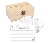 ZYNTAVA 50Pcs Greenery Share a Memory Card Set with Wooden Storage Box, Funeral Favours, Beautiful Memory Book for for Celebrations Graduation Birthday, Perfect Guest Book Alternative