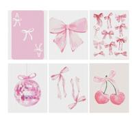 ZYNTAVA 6 Pcs Diamond Art Kits Adults, Pink Bow Diamond Painting Kit, 5D DIY Square Drill Diamond Painting for Beginners, Gem Art, Craft Set for Home Wall Decor Gift 25 * 30 CM, Frameless