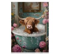 ZYNTAVA Highland Cow Diamond Art Kits, DIY 5D Round Full Drill Cow Diamond Painting Kits for Adults Beginners, Cow Diamond Art Painting for Home Wall Decor 12x16 in
