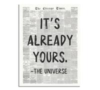 ZYNTAVA Motivational Posters, Retro Newspaper Black and White Wall Art, Vintage Inspirational It's Already Yours The Universe Posters for Bedroom, Home, Dorm Decor 12x16in Unframed (B)