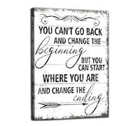 ZYNTAVA Motivational Wall Art, You Can't Go Back and Change the Beginning Black and White Pictures for Walls, Vintage Inspirational Quotes Wall Art for Office Bedroom Decor, 30X40cm, Unframed